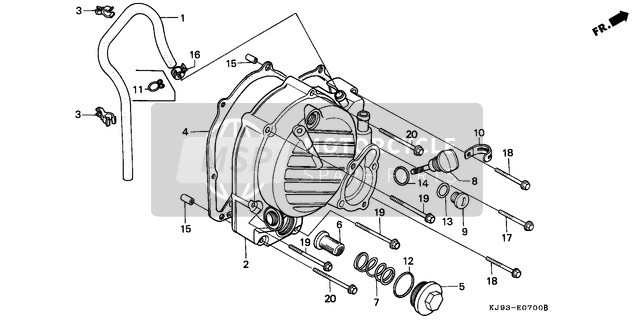 Honda CH125 1993 Right Carter Cover voor een 1993 Honda CH125